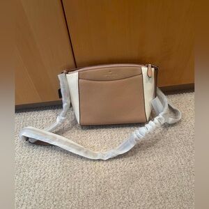 kate spade Two-Tone Beige and White Pebbled Leather Crossbody
